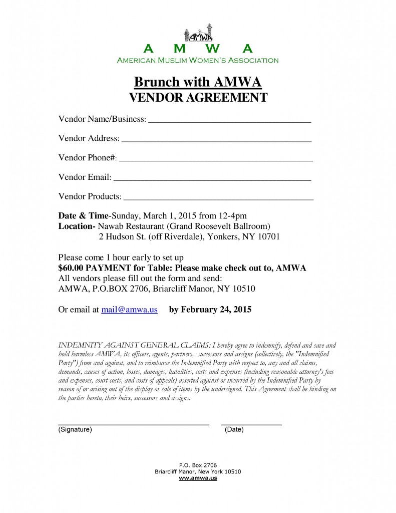 AMWA Brunch 1-Mar-2015 Vendor Agreement