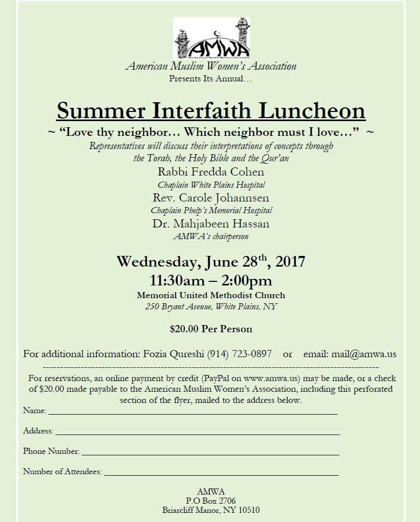 AMWA Summer Interfaith Luncheon 2017