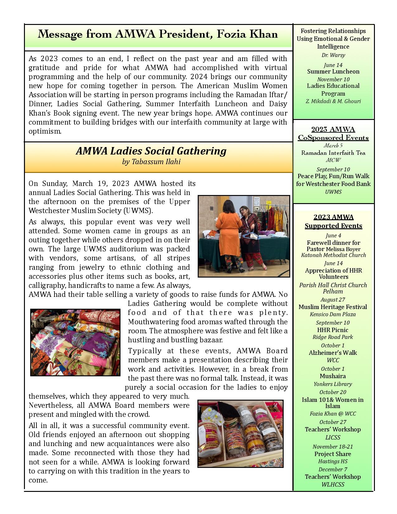 AMWA's Newsletter 2023-24