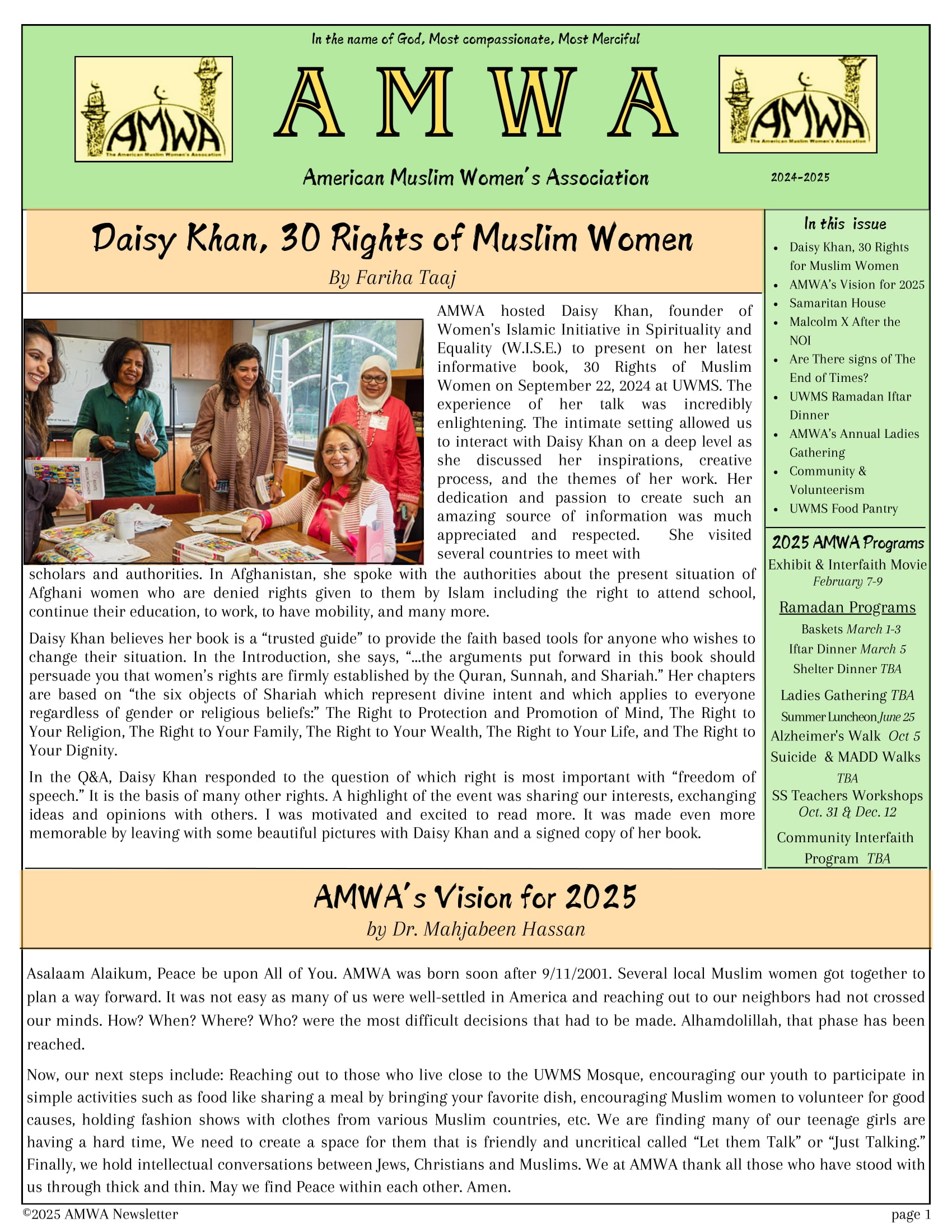 AMWA's Newsletter 2024-25