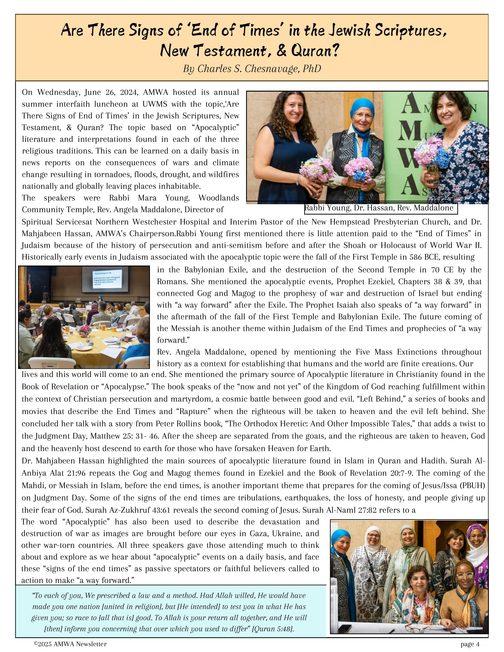 AMWA's Newsletter 2024-25