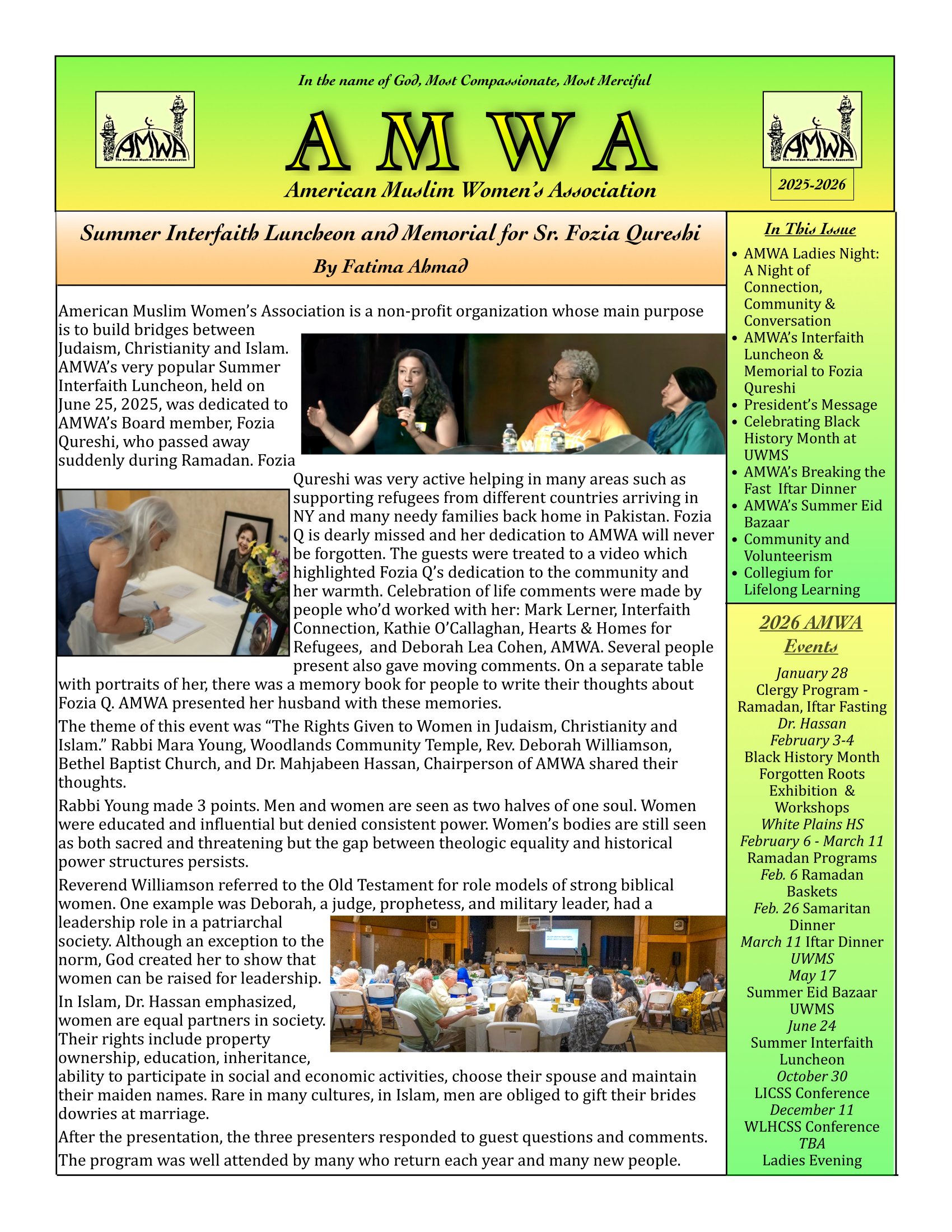 AMWA's Newsletter 2025-26