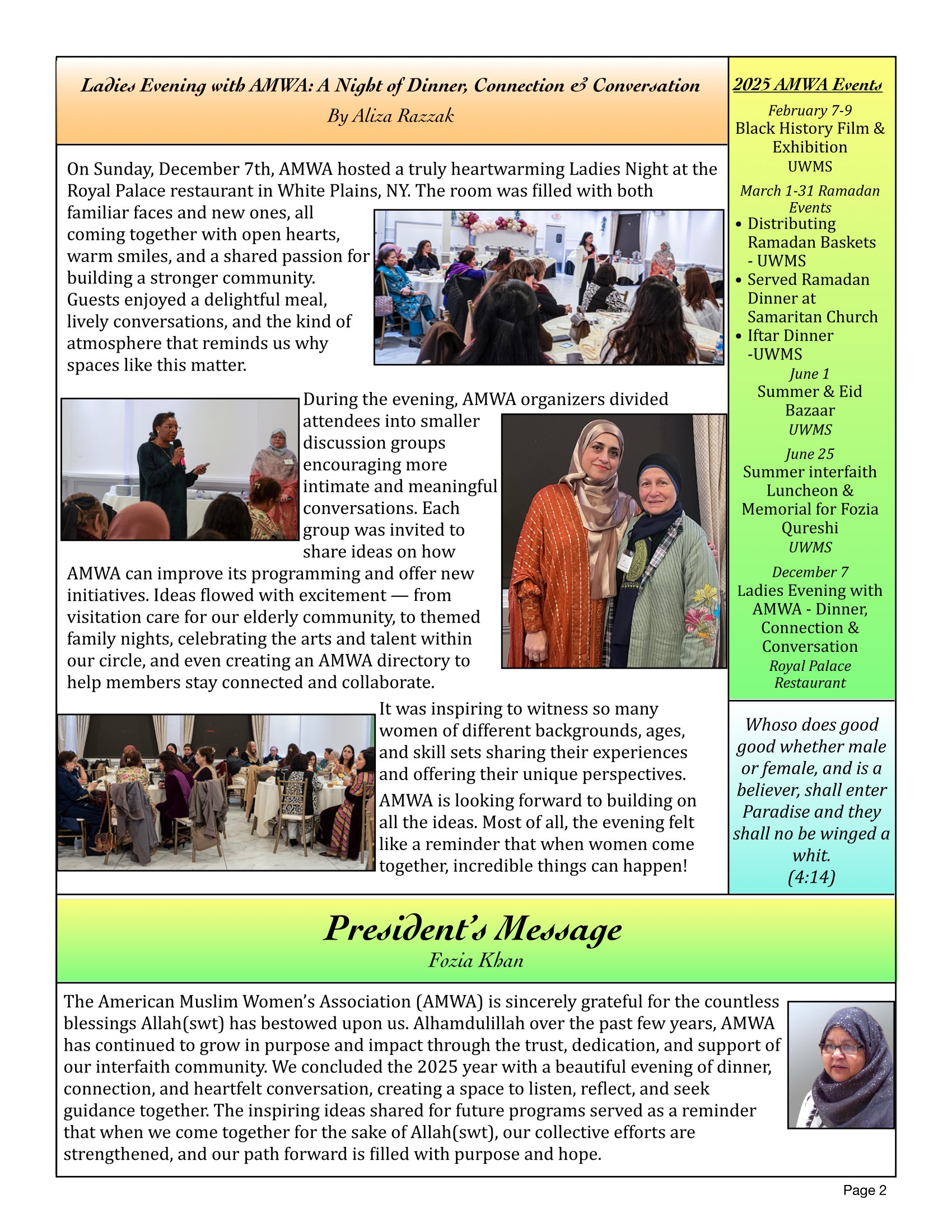 AMWA's Newsletter 2025-26